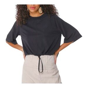 Lurdes Bergada Winter Collection Boxy T-shirt Drawstring Black Size Large